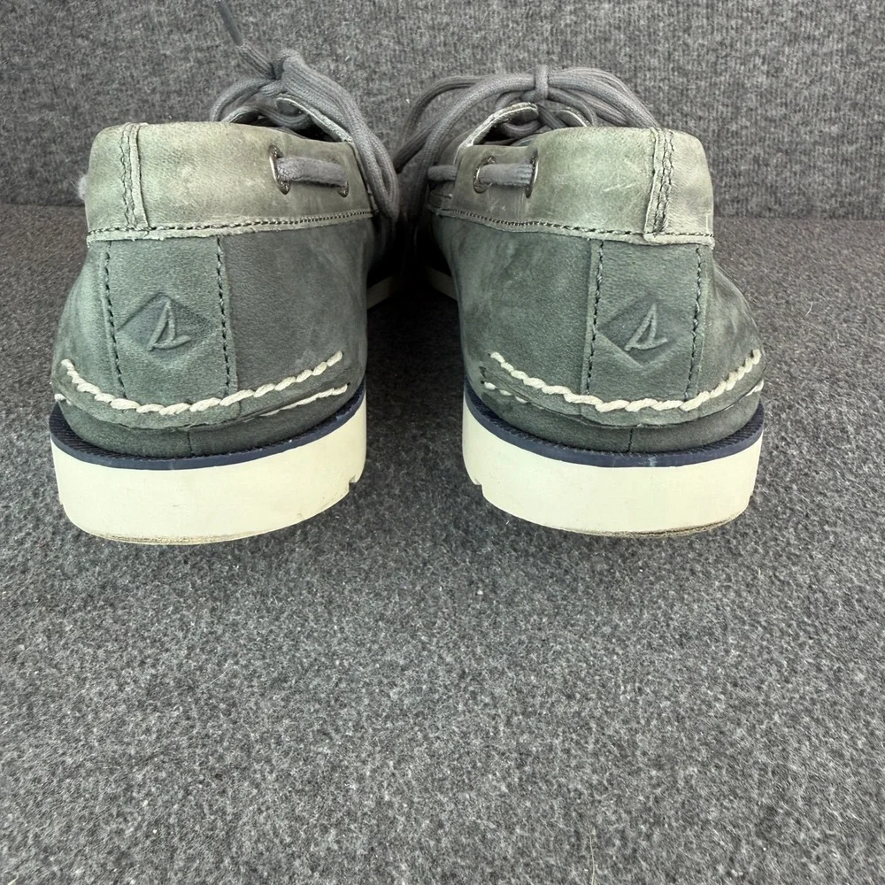 Sperry Top-Sider Mens 8.5 Gray‎ Leather Boat Shoes Round Toe Casual